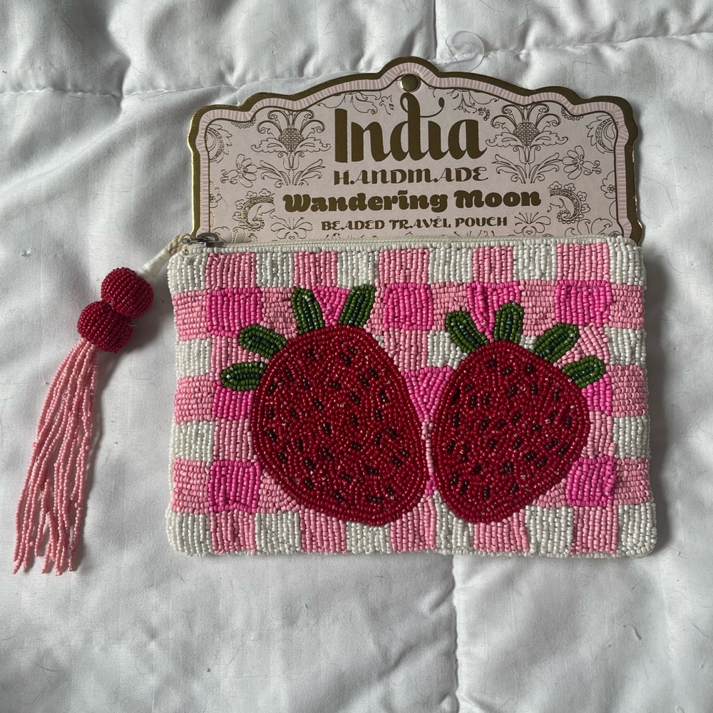 NWT Viral TikTok Strawberry Beaded Pouch - Made in India - Marshalls + TJ Maxx